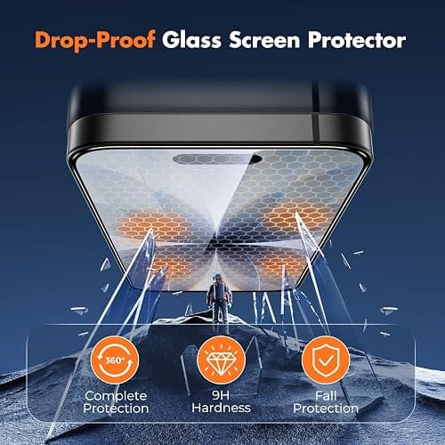 UNBREAKcable for iPhone 17 Screen Protector, 3-Pack Full Coverage Tempered Glass Screen [Military Grade Shatterproof] [9H Hardness] [Bubble Free] [Easy Installation] [99.99% HD Clear] for iPhone 17 thumbnail 2