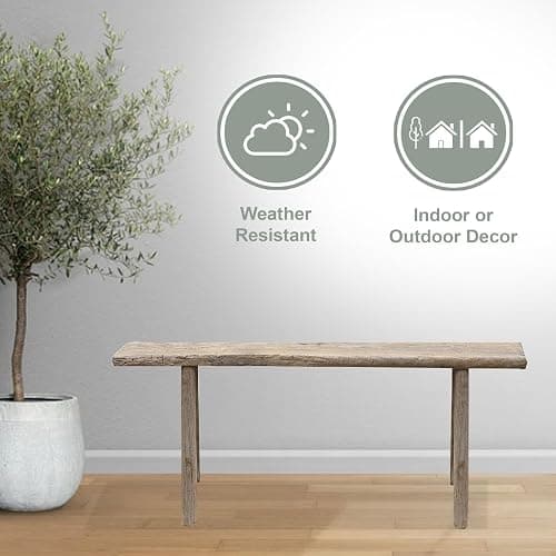 Artissance Handmade Wooden Entryway Bench, Vintage Noodle Bench for Living Room, Bedroom, or Entryway, End of Bed Bench, Weathered Natural Wood Bench Indoor Farmhouse Decor thumbnail 8