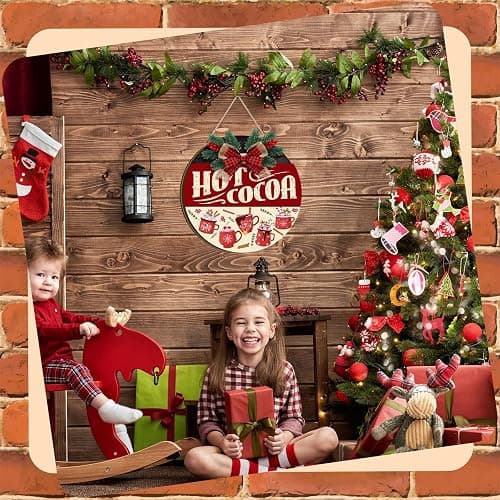 Vicenpal Interchangeable Welcome Sign for Front Door with 17 Magnetic Icons, Wooden Seasonal Front Porch Door Decor with 4 Seasonal Wreaths and 17 Changeable Icons for Holiday Party(Black) thumbnail 2