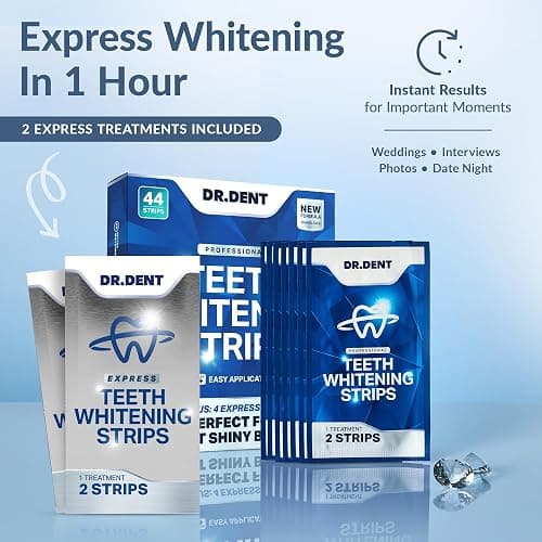 DRDENT Professional Teeth Whitening Strips - Pack of 44 Strip - 22 Treatments Kit - Safe for Enamel - Non Sensitive Teeth Whitening - Whitening Without Any Harm + Mouth Opener Included - 1 Count (Pack of 44) thumbnail 5