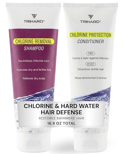 TRIHARD Chlorine Defense Swim Shampoo and Conditioner Combo, Protect and Hydrate Hair from Pool & Ocean, Nourishing Pre and Post Swim Chlorine and Hard Water Hair Protection - Image 1