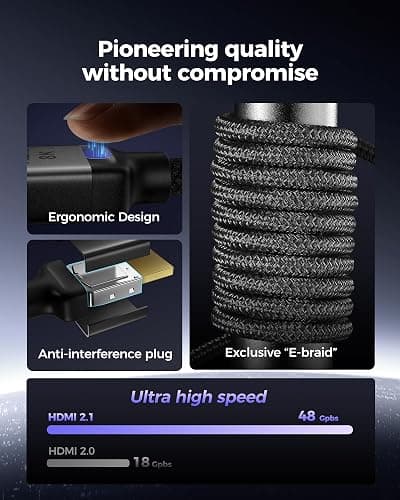 Silkland Certified HDMI 2.1 Cable, [4K@240Hz 144Hz 120Hz, 8K@60Hz] 1440P Ultra High Speed HDMI Cable 48Gbps (Upgrade Braided), HDR10+, eARC, HDCP 2.3, Compatible for Xbox/PS5/PS4/Roku TV-6.6ft thumbnail 6