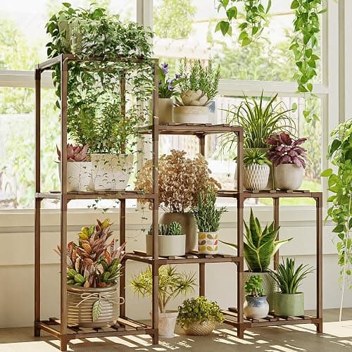 Bamworld Plant Stand Indoor Plant Shelf Outdoor Wood Plant Rack for Multiple Plants 3 Tiers Ladder Plant Holder for Living Room Patio Boho Home Decor for Gardening thumbnail 2