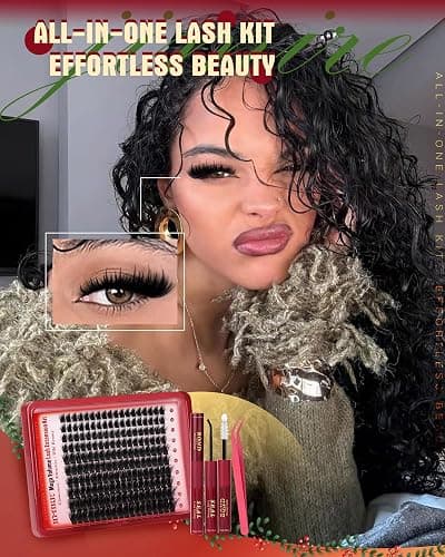 Manga Lash Clusters Kit Fluffy Eyelash Extension Kit Wispy Eyelash Clusters with Spikes D-Curl Lash Extension Kit 12-20MM Cluster Eyelash Extensions Kit with Lash Bond and Seal Fairy Cluster Lashes thumbnail 2