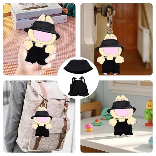 Clothes for labuu, 2-Piece 17cm Clothes & Hat Set for labu, Exquisite Accessories for labuu, Doll Accessories Only Clothes (No Doll) (Black) thumbnail 3