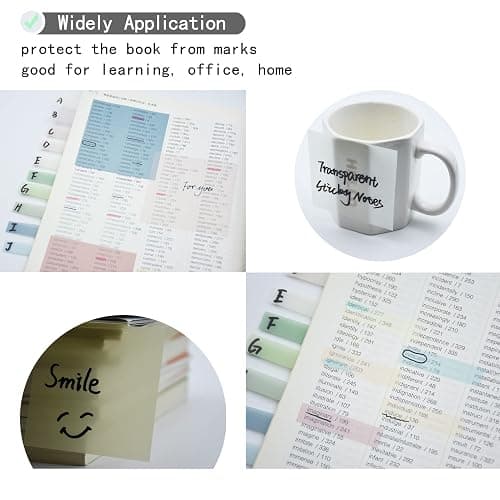 YOUDEFUL 800Pcs Transparent Sticky Note, 3"x3" Clear Sticky Note, Morandi | Waterproof Translucent Sticky Note for Books Annotation, Back to School Sticky Notes for Bible Study, School, Office thumbnail 5