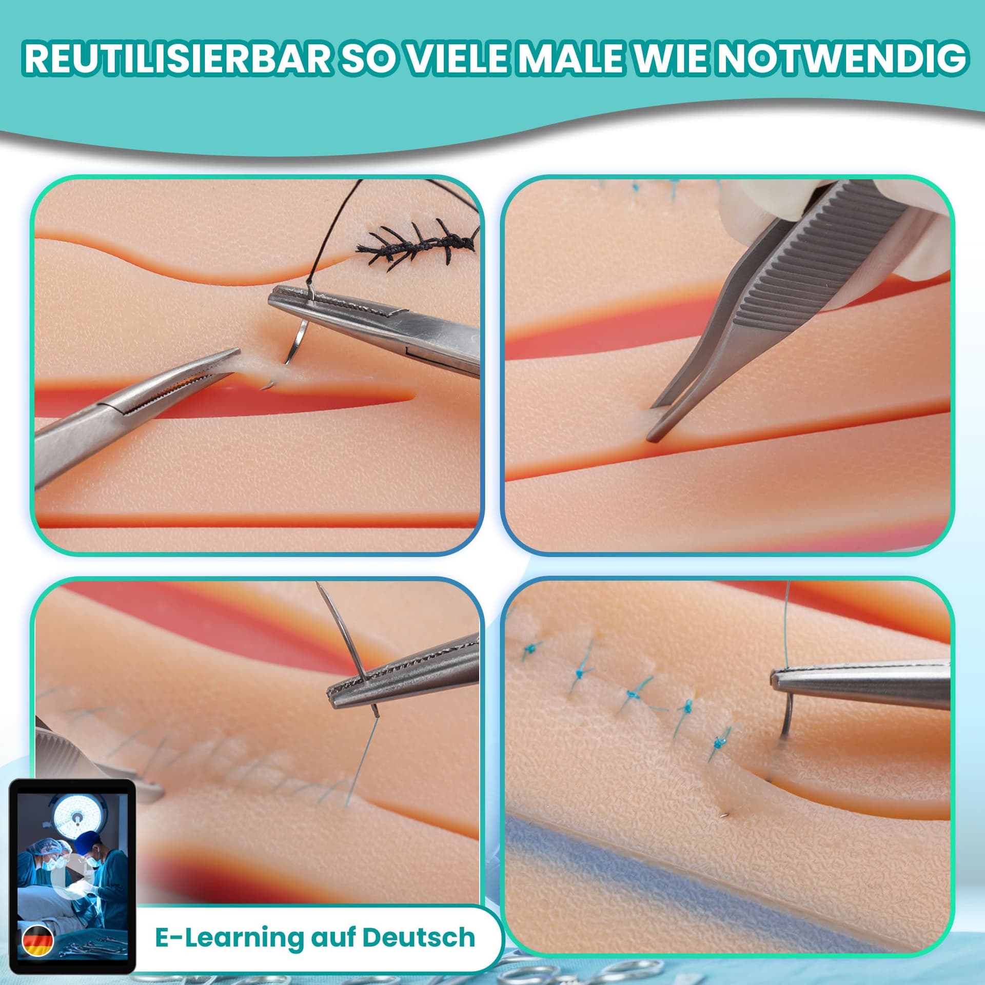 Dimedsion Surgical Suture Kit with Veins and Snijzone | Suture Practice Kit for Practicing Suture Techniques, Medical Suture Set, Surgical Instruments, Suture Set Medical Exercise Equipment thumbnail 3