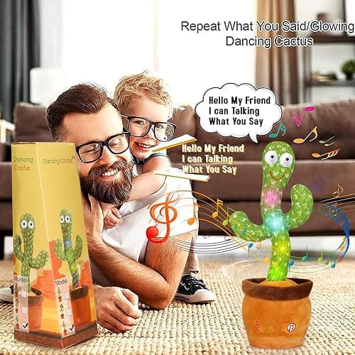 Emoin Talking Dancing Cactus Toy Mimicking Toy, Singing Cactus Mimicking Recording Repeating What You Say with LED English Songs for Toddlers Boys Girls, Interactive Baby Toys thumbnail 5