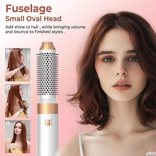 Pro Air Styler 6 en 1 Airbrush Cheveux Atopskins Hair Styler Avec Seche Cheveux Brosse Soufflante, Brosse Seche Cheveux, Brushing Brosse Soufflante, air Boucleur, pour Sécher, Boucler, Lisser thumbnail 5