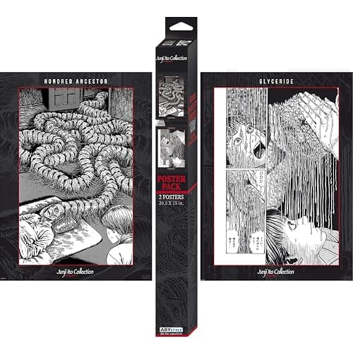 ABYSTYLE Junji Ito Chibi Boxed Unframed Poster Set 20.5" x 15.5" Includes 2 Mini Posters Horror Anime Manga Wall Art Prints for Bedroom Office Room Decor Gift - Image 1