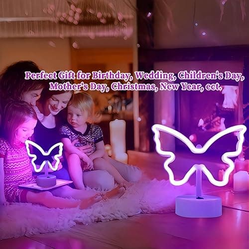 Purple Butterfly Neon Sign Lights - 1 Pack Butterfly Decorations for Girls Bedroom Battery/USB-Powered Purple Room Decor, Aesthetic for Room, Home, Party, Nursery thumbnail 7