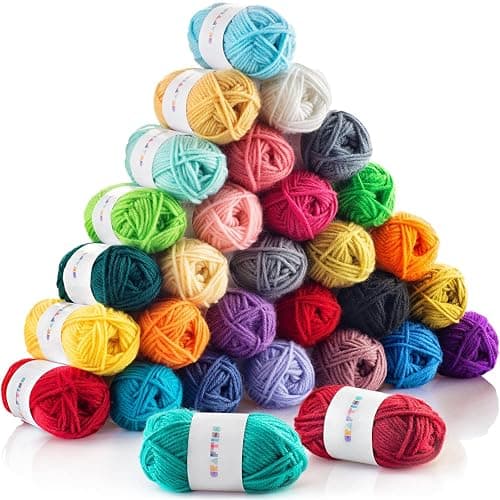 CRAFTISS 30 of 20g/0.7Oz Acrylic Yarn Mini Skeins - 1300 Yards of Soft Yarn for Crocheting and Knitting Craft Project, Assorted Starter Crochet Bulk Kit for Adults and Kids - Mothers Day Gift - Image 1