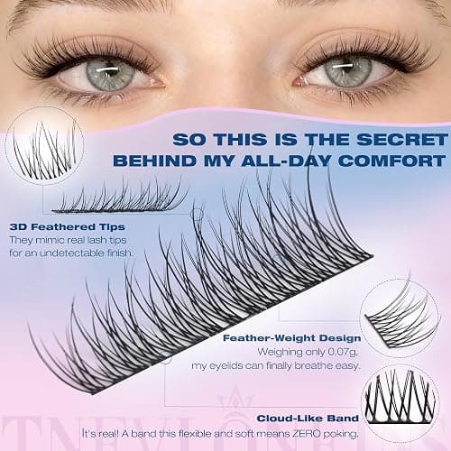 Natural Lash Extension Kit 168Pcs Lash Clusters Kit Wispy Eyelash Extensions 9-12MM Individual Lashes Extensions with Bond and Seal Lash Glue and Eyelash Extension Tweezers DIY at Home by TNFVLONEINS thumbnail 6