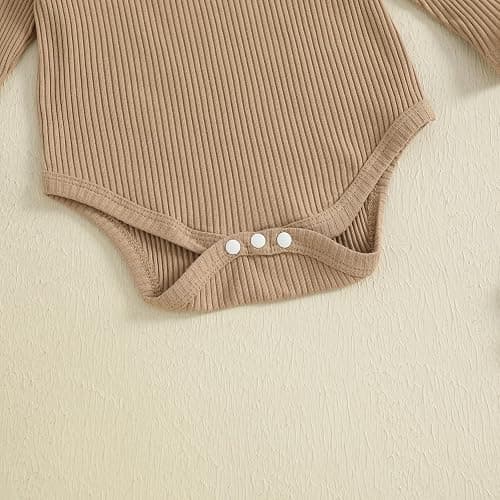 Lucikamy Newborn Baby Girl Fall Outfits Ribbed Long Sleeve Rompers Suspender Overalls Pants Sets Infant 2Pcs Clothes thumbnail 5