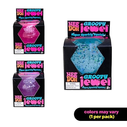Schylling NeeDoh Groovy Jewel - Sensory Toy - Satisfying Super Sparkly Liquid Filling - Ages 3 and Up - Color May Vary; One Per Pack thumbnail 2