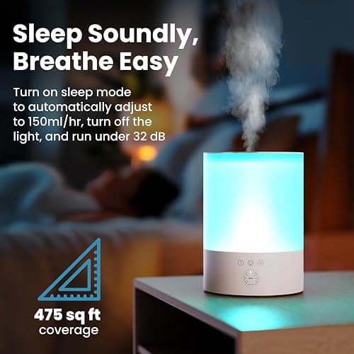 Everlasting Comfort 2.5L Top Fill Humidifiers for Bedroom, 2.5L - Quiet Easy to Fill & Clean, 24HR Runtime, Night Lights, Timer, Ultrasonic Cool Mist Humidifier, Auto Shut-Off, Essential Oil Diffuser thumbnail 7