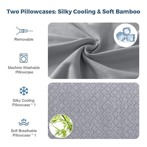 Thick Memory Foam Body Pillow - Full Body Pillows for Side Sleeper - with Grey Cooling Pillowcase 20 x 54 inches (Grey Color) thumbnail 4