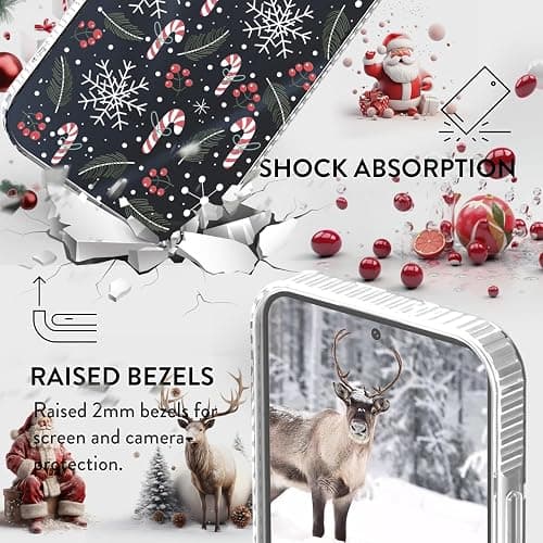 FOQENCCI Christmas Phone Case Compatible for Galaxy A16 5G Clear TPU + Black Camera Frame Protection Anit-Slip Shockproof Phone Cover with Xmas Candy Cane Wreath Print Design thumbnail 4