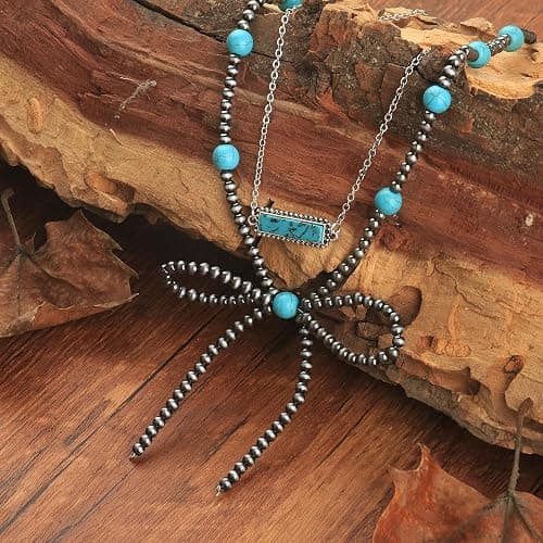Navajo Pearl Bow Necklace Western Jewelry for Women Cowgirl Turquoise Necklaces Jewelry thumbnail 5