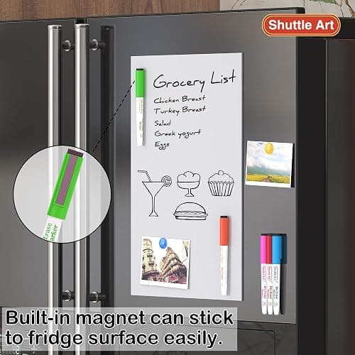 Shuttle Art Magnetic Whiteboard Markers, 20 Pieces Fine Tip and Eraser, Dry Erase Whiteboard Markers, for Writing on Whiteboards, Weekly Planner, Glass for School Office Home thumbnail 7