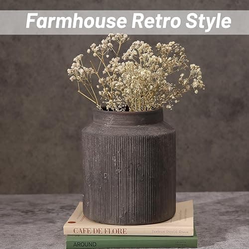 Rustic Vases for Home Decor. Ceramic Vase for Dining Table Decor. Terracotta Decorative Vase 6.1IN. ZSHLXM - Dark Brown - 6.1*7IN thumbnail 4