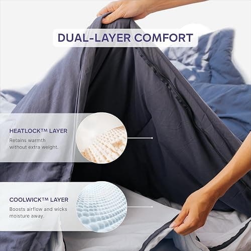 Mellow Temperature Control Comforter – Queen Size, All Season, Dual Layer: Reversible Cool-Warm Design, Hypoallergenic, Washable, Breathable—Ideal for Couples, hot Sleepers, and Year-Round Comfort thumbnail 5
