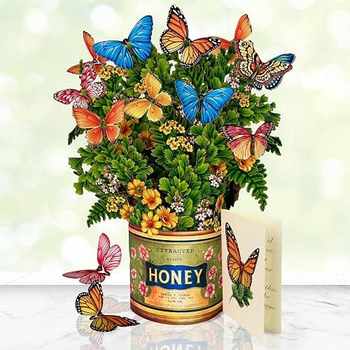 Freshcut Paper Pop Up Cards, Butterflies & Buttercups, 12 Inch Life Sized Forever Flower Bouquet 3D Popup Greeting Card, Birthday Cards, Thank You Card, Blank Notecard & Envelope - Buttercups & Butterflies thumbnail 2