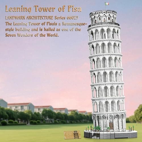 Reobrix Leaning Tower of Pisa Building Block Sets for Adults 66025, 7652 PCS Large Architecture Model Kit Italy Famous Historical Landmark Building Set for Adults 14+ thumbnail 8