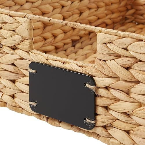Casafield Set of 4 Water Hyacinth Pantry Baskets, 10" x 13" x 5", with Chalkboard Labels and Chalk Marker - Natural, Woven Storage Bin Organizers for Kitchen Shelves thumbnail 6
