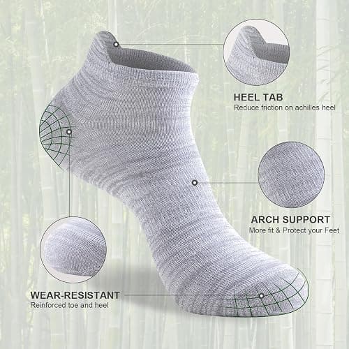 Niorasen Ankle Socks for Men, 6 Pairs Bamboo Rayon Breathable Sports Low Cut Thin, Multicolor Size 6-8 9-11 12-14 thumbnail 3