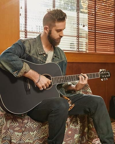 Donner Black Acoustic Guitar for Beginners, Adult, Teens, Starter Kits - Full Size 41'' Steel-String Acustica Guitarra Bundle Set with Free Online Lesson, Gig Bag, Strap, Tuner, Cutaway, DAG-1CB thumbnail 6