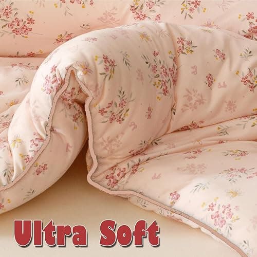 Doimier 3PCS Comforter Set Queen Size, Ultra Soft Marshmallow Fluffy Comforter Bed Sets, Cute Bedding Set for Kids Girls Teen, Microfiber Lightweight All Seasons Bedroom (Pink Petals) - Full/Queen - Pink Petals thumbnail 3