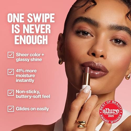 REVLON Super Lustrous Glass Shine Balm, Hydrating Tinted Lip Balm with Hyaluronic Acid, Aloe & Rose Quartz, Medium-Dark Plum Lipstick, 015 Black Cherry, 0.11 oz thumbnail 4