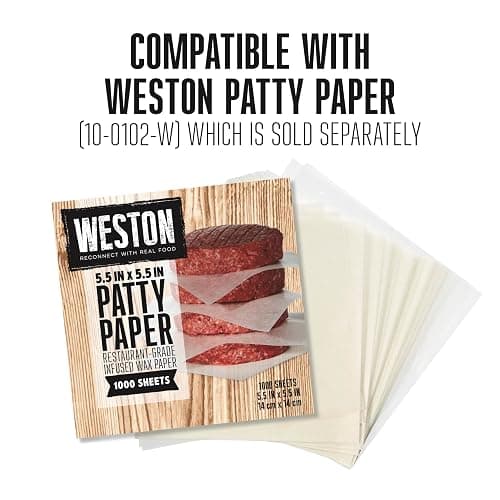 Weston Burger Press, Makes 4 1/2" Diameter Patties for Hamburger, Crab Cakes, Sausage, 1/4lb to 3/4lb, with Spring Ejector for Easy Removal, Single, Non-stick Heavy-Duty Cast Aluminum (07-0310-W) thumbnail 9