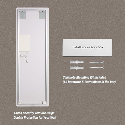 BOUATYHC 65" x 21" Full Body Mirror Wall-Mounted Full-Length Mirror with 3 Color Lighting Decorative Rectangular Vanity Mirror for Bedroom Bathroom Living Room Entryway thumbnail 9