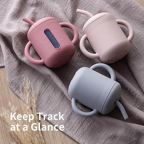 SAMiGO Silicone Sippy Cup, Baby Straw Cup for 6 12 18 Months, Sippy Cup with Straw for Toddlers 1-3 Years, Baby Water Cup for Drinking and Training, 6 oz thumbnail 4