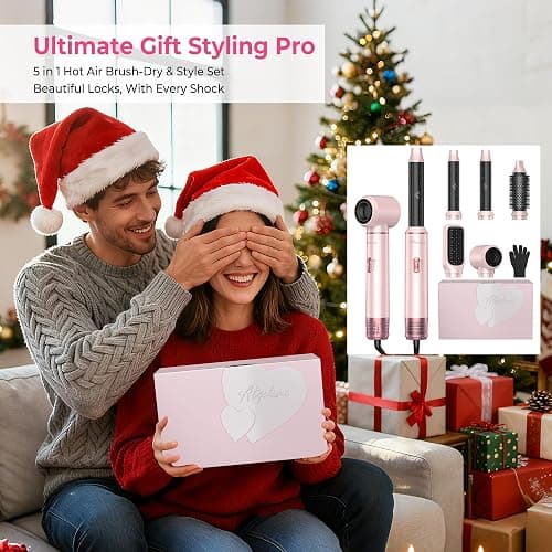 Atopskins 5 in 1 Hair Dryer Brush Set, Hot Air Styler, Detachable Blow Dryer Brush, 3 Heat Settings Auto Curling Wrap Styler, Ionic Hair Styling Tools, Straight Curl Dry Volumiz Smooth (Pink) thumbnail 10
