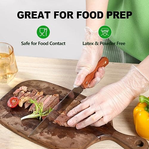 SWIFTLITE Disposable Vinyl Gloves, Food Safe, Latex-Free Powder-Free Clear Plastic Gloves for Cooking, House Clean, Food Prep thumbnail 2