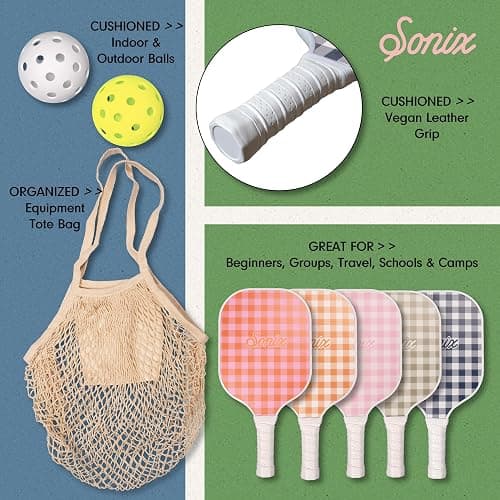 Sonix | USAPA Approved | Pickleball Paddles Set of 2 | Fiberglass Surface Pickleball Set with 2 Rackets, 4 Balls, & Bag - Cottage Floral thumbnail 6