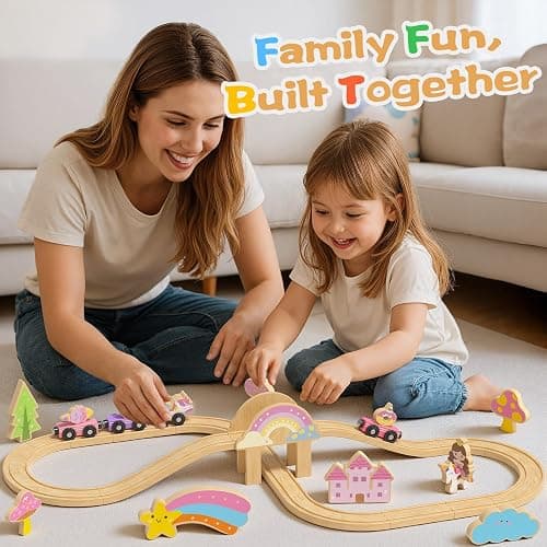 Unicorn Wooden Train Set for Toddler Girls Ages 2-4 Magical Fairy 38 Pcs Toddler Girl Toys with Railway Track Fantasy Toys for Girls 3-5 Year Old Kids thumbnail 5
