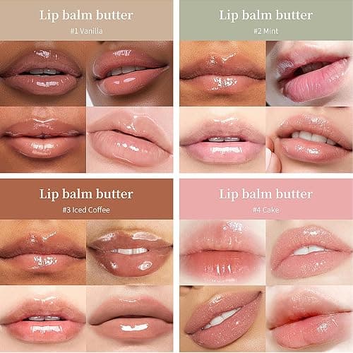 4 PCS Lip Glossy Butter Balm Set, Tinted Lip Balm Instant Moisture and Hydration Lip Gloss, Long Lasting Hydrating Glow Reviver Lip Care Oil, Christmas Makeup Gift for Women thumbnail 7