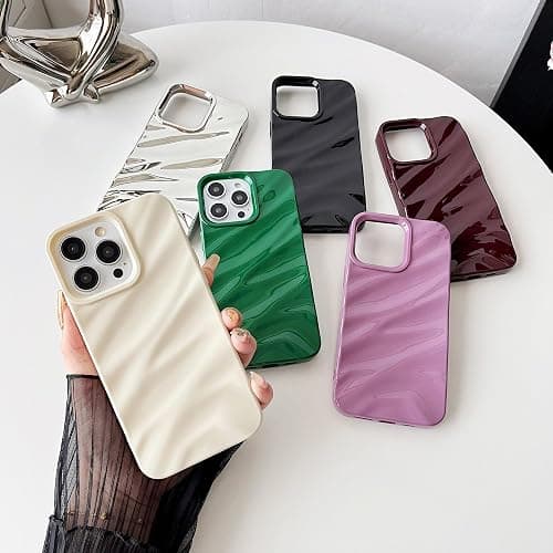 Caseative for iPhone 14 Pro Max Case,Water Ripple Pattern Curly Wave Shape Soft Phone Case (Wine Red) thumbnail 2