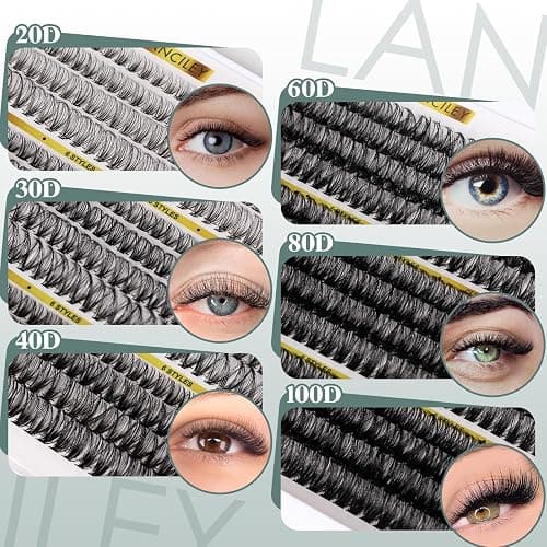 480PCS Lash Clusters 10-20MM 20D+30D+40D+60D+80D+100D Thick Volume Eyelash Extensions Natural Eyelash Clusters Individual Lashes Long Lasting D Curly Lash Extension Thin Band Soft False Lashes-6 thumbnail 5
