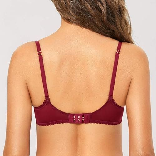 DOBREVA Women's Sexy Lace Push Up Plus Size Bra Sheer Balconette Underwire Unlined thumbnail 3