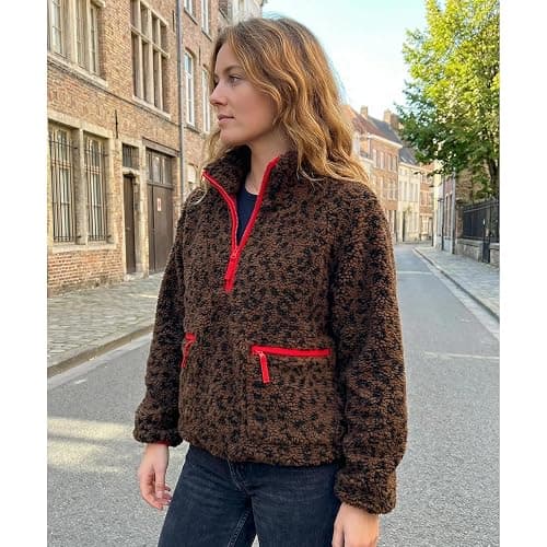 Ainangua Fuzzy Half Zip Fleece Jacket Women Long Sleeve Sherpa Pullover Sweatshirt Casual Warm Winter Chunky Teddy Outerwear thumbnail 2