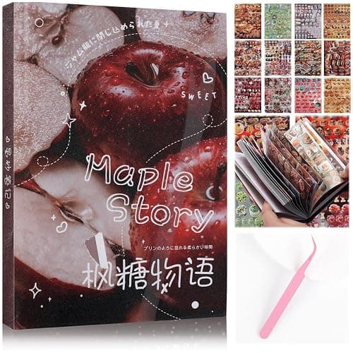 Tmtains 30 Sheets Japanese Manga Style Sticker Book 1440Pcs Heisei Retro Romantic Memory Series Manga Books Style Korean Sticker Aesthetic Japanese Stickers Book for Adults Valentine Gifts (Nice Food) - Image 1