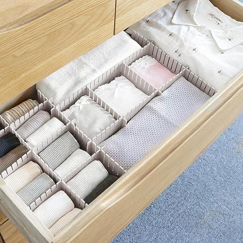 acDesign 40Pcs Grid Drawer Dividers, Adjustable Drawer Organizer for Socks, Underwear, Lingerie, Makeup, Bedroom Office Kitchen Storage (White) thumbnail 5