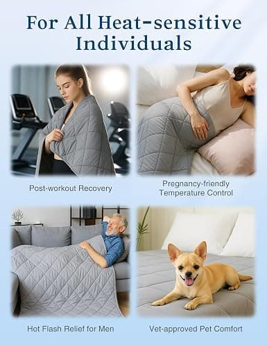 ZonLi Cooling Blanket for Hot Sleepers 50"x70", Q-Max 0.5 Lightweight Cool Touch Breathable Summer Blanket for Night Sweats, All-Season Cold Blankets, Mist Gray thumbnail 5