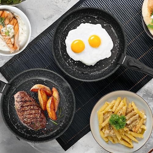 Sweetcrispy 12-Piece Granite Nonstick Pots and Pans Set, Black | Detachable Handle, Stackable, Space-Saving, Dishwasher ＆ Oven Safe, Induction Ready, RV & Condo Kitchen, New Home Cookware thumbnail 2