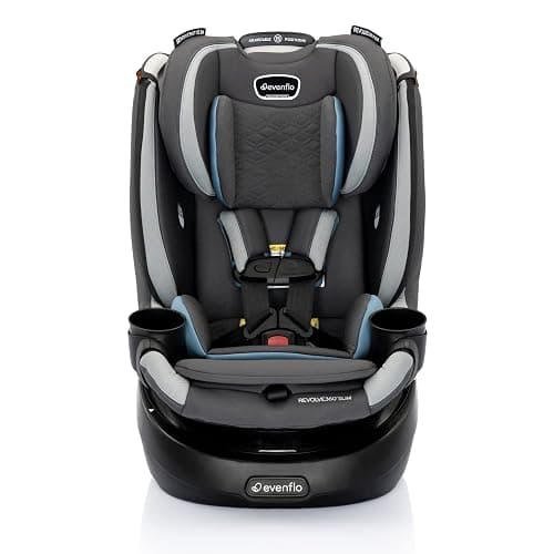 Evenflo Revolve360 Slim 2-in-1 Rotational Car Seat with Quick Clean Cover (Stow Blue) - Image 1